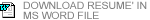 Download resume' in MS Word format